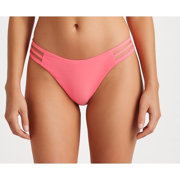 Roxy Reversible Beach Classic Hipster Bikini Bottom Coral Pink Double Strap Med - Picture 1 of 5
